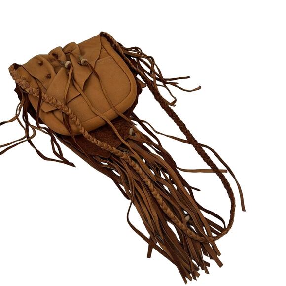 Vintage handmade Carol Kotozre deer skin leather fringe bag - Picture 9 of 10